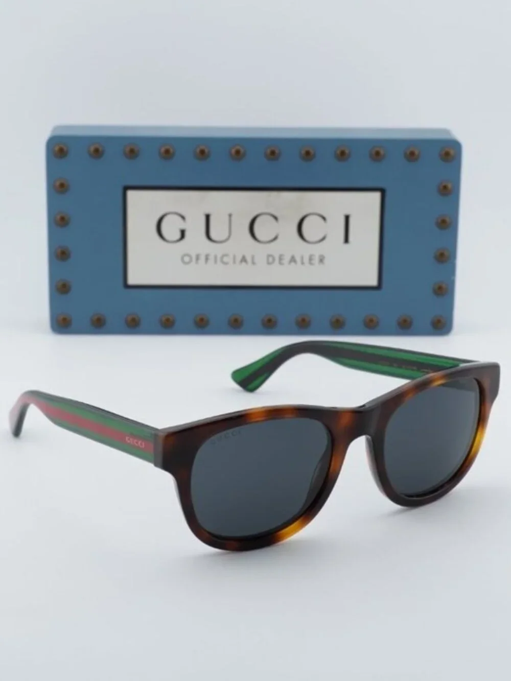 Gucci GG0003S 003 Men Square Sunglasses - Havana / Green / Grey